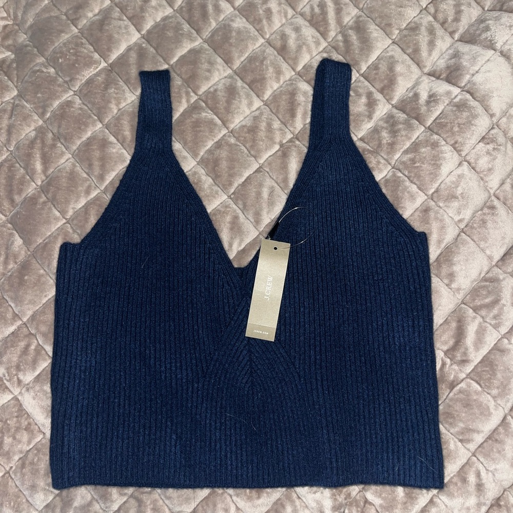 J. Crew Navy Ribbed Knit Crop Tank